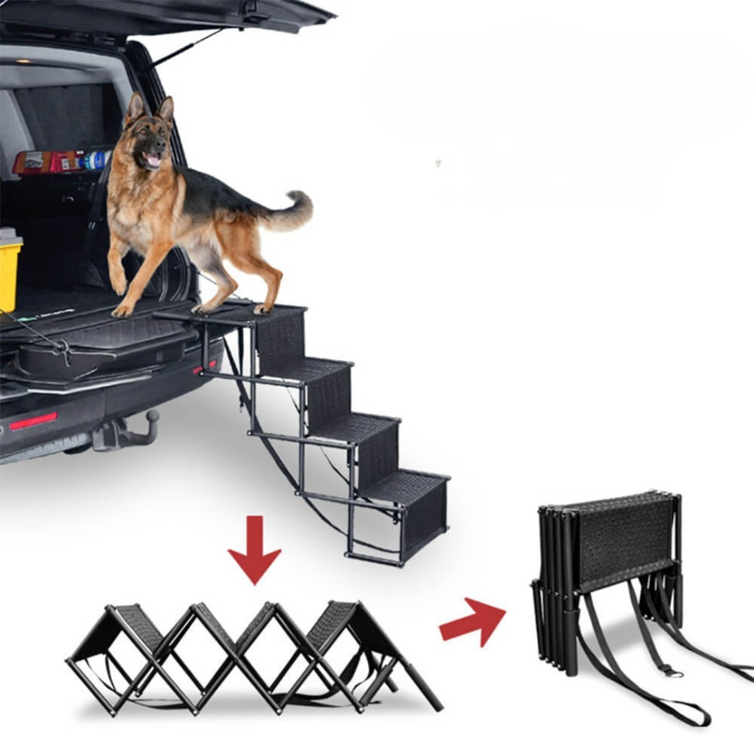 Dog Steps for Car – Foldable Steel Frame – Expanded Size 39.8 × 18.5 × 29.9 inches – Non-Slip Design for Safe Travel 4