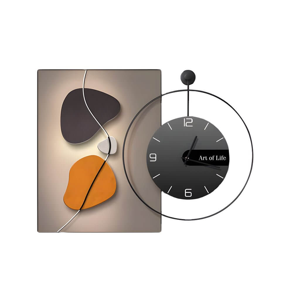 Geometric Silent Wall Clock Canvas Painting Wall Art Decor